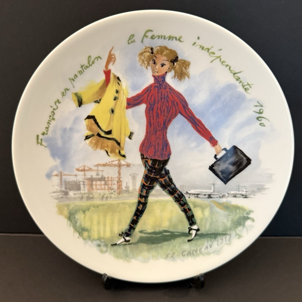 Vtg D'Arceau Limoges Francoise 1960 Independent Woman Plate Ganeau 1979 CB538